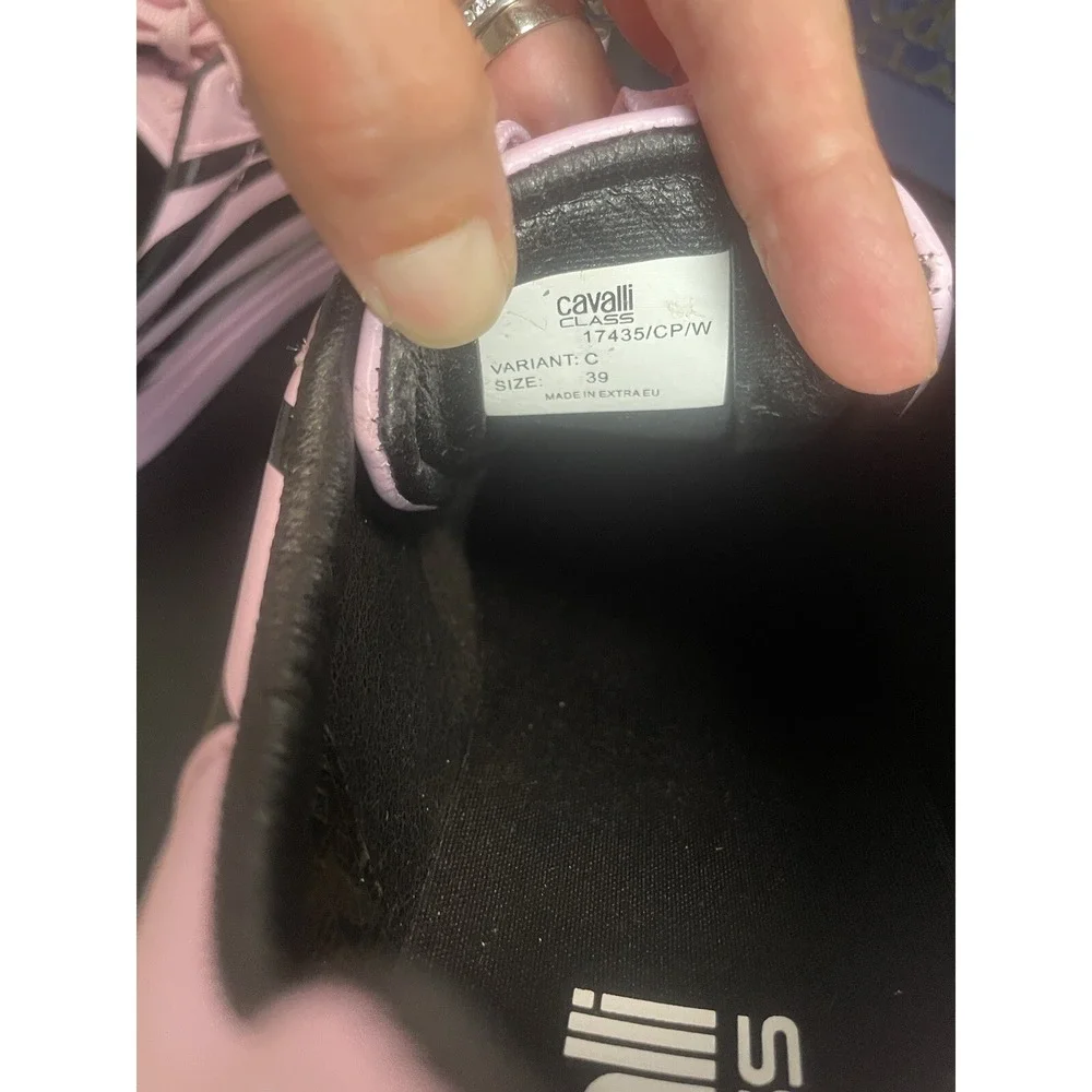 Roberto Cavalli Zebra Sneaker Pink & Black Shoes Woman's EU 39 US 8.5‎ Animal